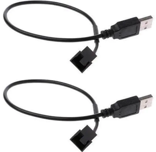 Main image of 2 Pack Sleeved USB to 3-Pin / 4-Pin PWM 5V Fan Power Adapter Cable, USB to Case Fan Connector Cord