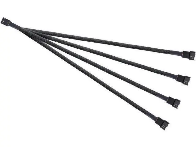 Alt view image 6 of 6 - 10 Inches Braided Sleeved 1-to-4 PWM 4-Pin Fan Splitter Y Cable, Motherboard Fan Header 1 to 4 Power Adapter for CPU & PC Chassis Cooling Fans