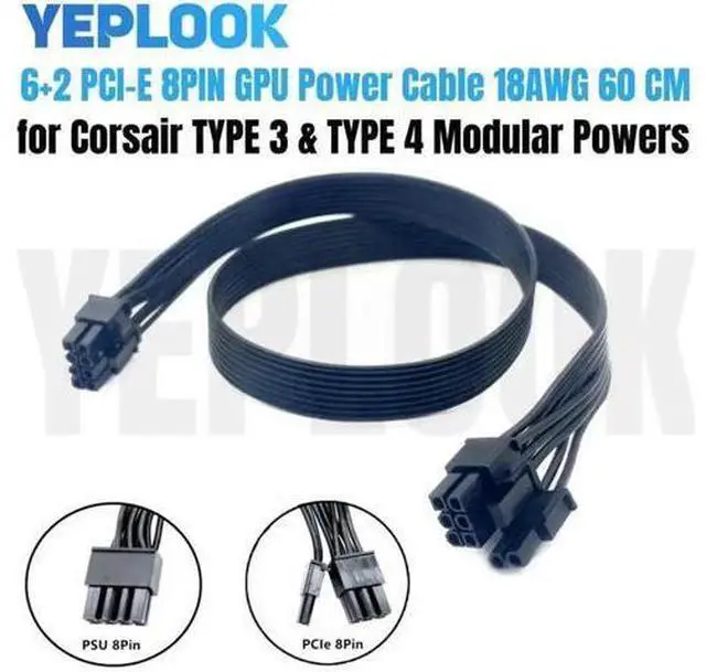 Main image of Modular PCIe 8Pin (6+2) GPU Power Cable Compatible with Corsair CX-M Series PSU CX850M CX750M CX650M CX600M CX550M CX500M CX450M CX430M