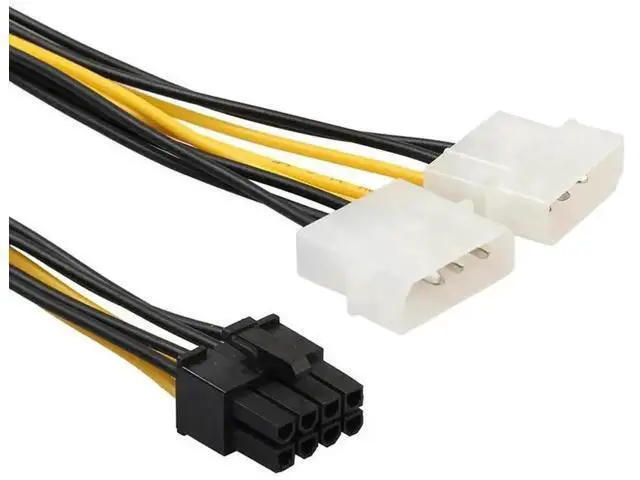 Alt view image 2 of 3 - 18cm PCIe 8(6+2) Pin to Dual 4 Pin GPU Power Adapter Cable, Graphics Card Auxiliary Power Conversion Cord