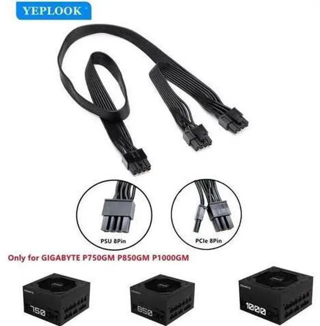 Main image of PCIe 6+2Pin Dual GPU Power Cable, 18AWG Flat Cable for Gigabyte P750GM P850GM P1000GM Gold Modular PSU