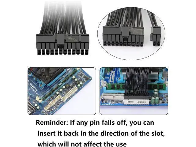 Alt view image 3 of 7 - 32CM(1Ft) ATX 24Pin (20+4) Y-Splitter Power Cable, PSU Female to Dual Male Adapter Cord for Dual Motherboard Synchronous Power Supply