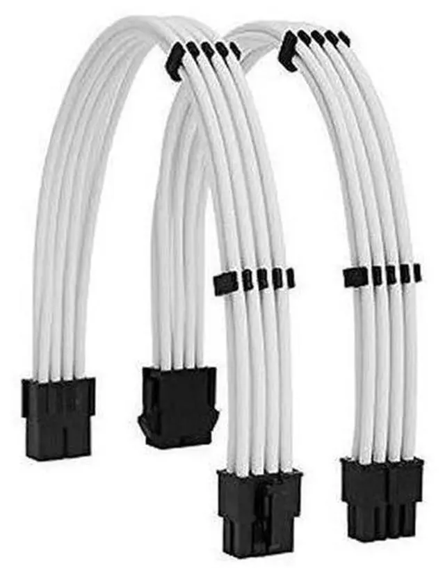 Main image of White Sleeved Extension Cable Kit, 18AWG EPS 8Pin + PCIe 8Pin with Cable Combs for PSU, Motherboard & GPU