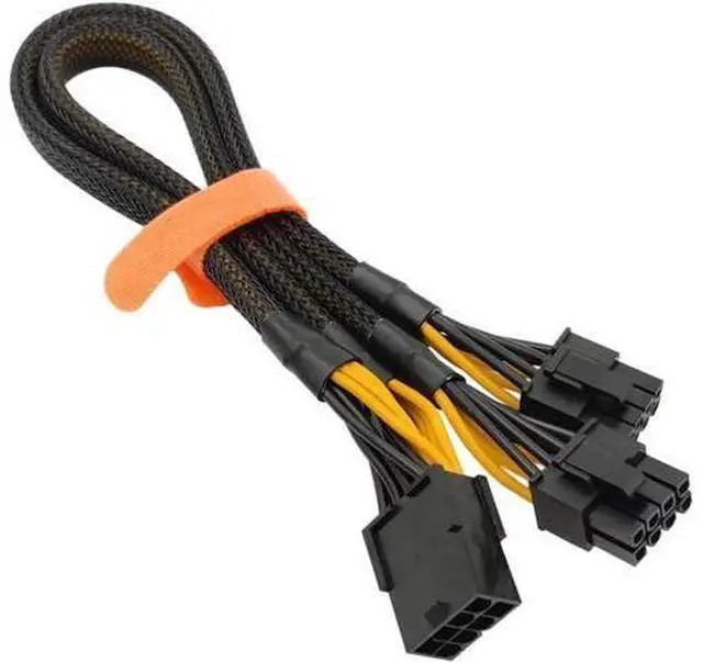 Main image of 33cm (13 Inch) Sleeved PCIe 8 Pin Female to Dual 8 Pin (6+2 Detachable) GPU Power Splitter Extension Cable