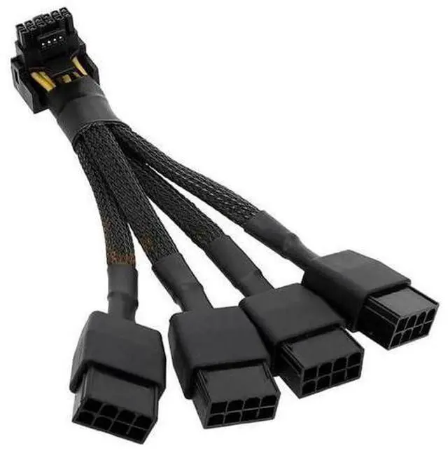 Main image of 12VHPWR 12+4 Pin GPU Power Cable, PCIe 5.0 90 Degree Sleeved Adapter 4×8 Pin to 16Pin, 5.9 Inch Type A for RTX 4090 4080 4070Ti 3090Ti