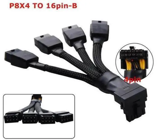 Alt view image 2 of 4 - 12VHPWR 12+4 Pin GPU Power Cable, PCIe 5.0 90 Degree Sleeved Adapter 4×8 Pin to 16Pin, 5.9 Inch Type A for RTX 4090 4080 4070Ti 3090Ti