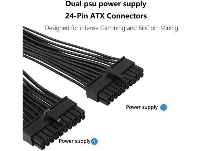 Alt view image 5 of 5 - 24cm ATX 20Pin PSU Splitter Cable, 18AWG 20Pin Female to Dual Male Power Extension Cord for Desktop Power Supply Expansion