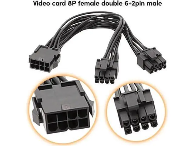 Alt view image 3 of 5 - 20cm PSU Modular Splitter Cable, Single 8Pin to Dual PCIe 8Pin GPU Power Extension Cord for Graphics Cards
