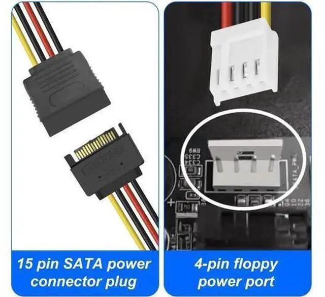 Alt view image 4 of 7 - 2 Pack 20CM 4Pin FDD to 15Pin SATA Male Power Cable for Hard Drives