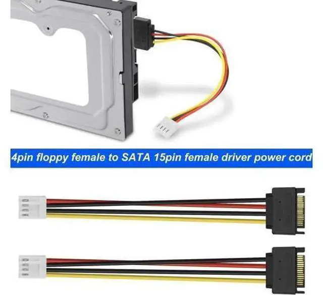 Alt view image 6 of 7 - 2 Pack 20CM 4Pin FDD to 15Pin SATA Male Power Cable for Hard Drives