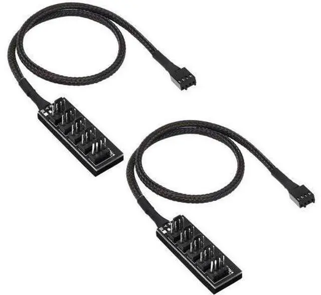 Main image of 2 Pack 14.8 Inch 1-to-5 PWM Fan Splitter Hub Cable, 4Pin Fan Power Extension Cord Compatible with 3Pin/4Pin ATX PC Case & CPU Cooling Fans
