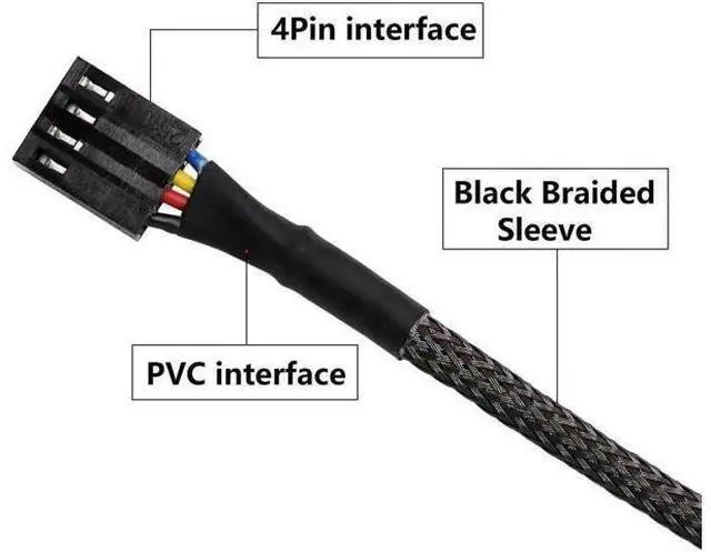 Alt view image 4 of 7 - 2 Pack 14.8 Inch 1-to-5 PWM Fan Splitter Hub Cable, 4Pin Fan Power Extension Cord Compatible with 3Pin/4Pin ATX PC Case & CPU Cooling Fans