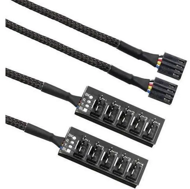 Alt view image 6 of 7 - 2 Pack 14.8 Inch 1-to-5 PWM Fan Splitter Hub Cable, 4Pin Fan Power Extension Cord Compatible with 3Pin/4Pin ATX PC Case & CPU Cooling Fans