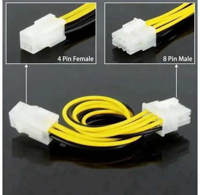 Alt view image 6 of 6 - ATX 4 Pin Female to 8 Pin Male EPS Power Adapter Cable, Motherboard CPU Power Extension Cord