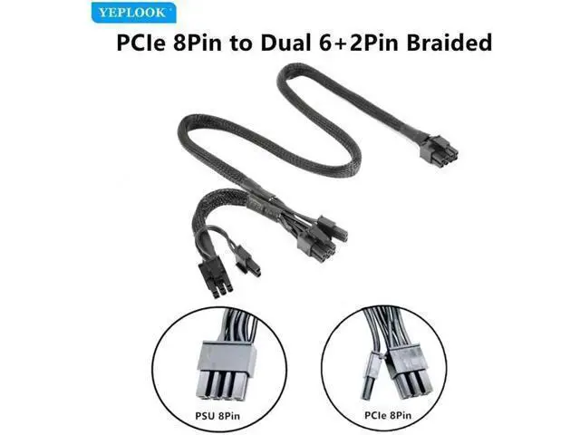 Alt view image 6 of 6 - Sleeved PSU 8Pin to Dual PCIe 8Pin GPU Power Cable Compatible with Gigabyte GP-B700H GP-G750H Modular PSU, 60cm+20cm Branch Length