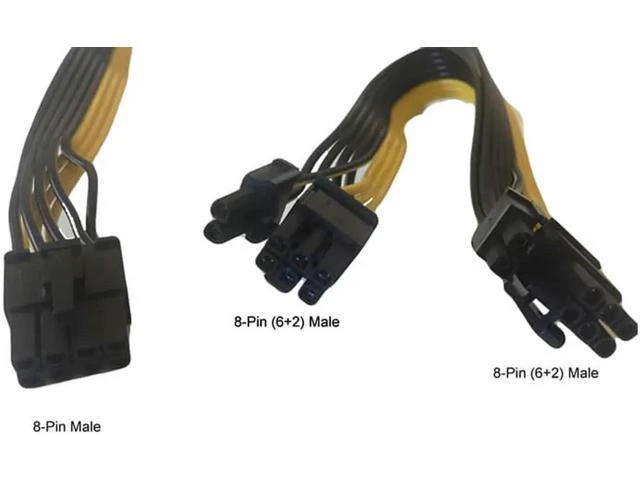 Alt view image 4 of 4 - 30 Inch PCIe 8Pin Male to Dual PCIe 8Pin (6+2 Detachable) GPU Power Splitter Cable