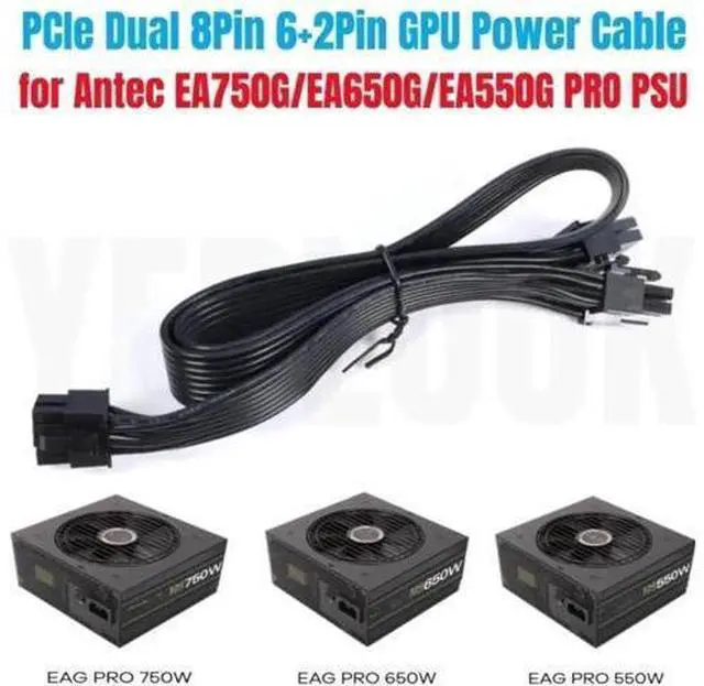 Main image of PCIe Dual 8-Pin (6+2 Detachable) GPU Modular Power Cable Compatible with Antec EAG 550W / 650W / 750W PRO Earthwatts 80+ Gold Semi-Modular PSU