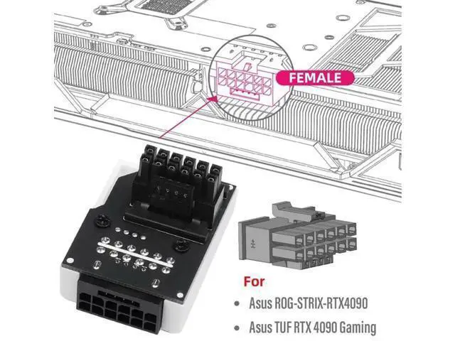 Alt view image 3 of 7 - ATX 3.0 PCIe 5.0 12VHPWR 16Pin Modular Power Adapter, 90-Degree Downward Angled Connector for RTX 3080 / 3090Ti Graphics Cards & Modular PSUs