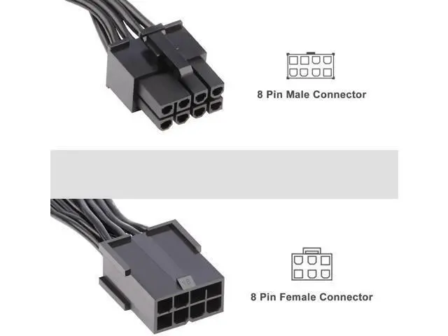 Alt view image 3 of 6 - 2 Pack 8 Pin PCIe Power Extension Cable, 12 Inch Durable PCI Express Power Cord