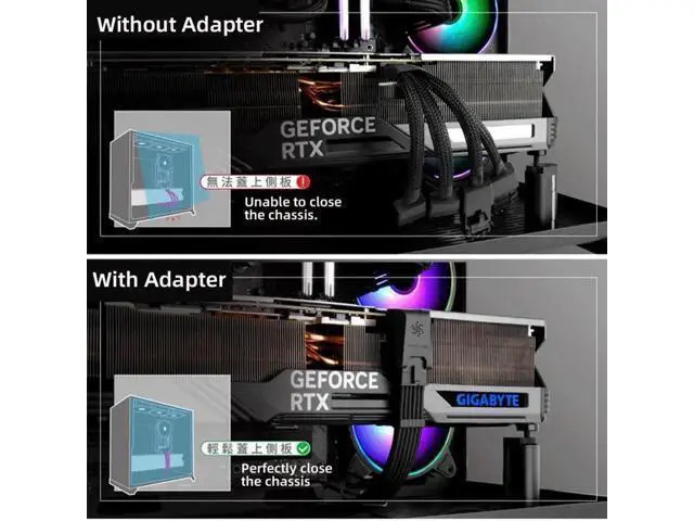 Alt view image 7 of 7 - ATX 3.0 PCIe 5.0 12VHPWR 16Pin Modular Power Adapter, 90-Degree Downward Angled Connector for RTX 3080 / 3090Ti Graphics Cards & Modular PSUs
