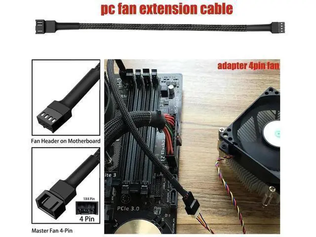 Alt view image 2 of 7 - 27cm (10.6 Inch) 4-Pin PWM Fan Extension Cables for PC Cooling Fans, Pack of 10