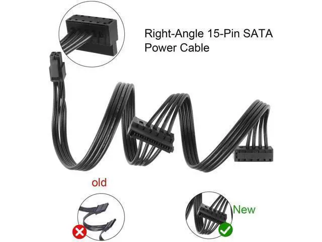Alt view image 5 of 6 - 2-Pack 45cm ATX Mini 4-Pin to Dual Right-Angle 15Pin SATA Power Splitter Cable