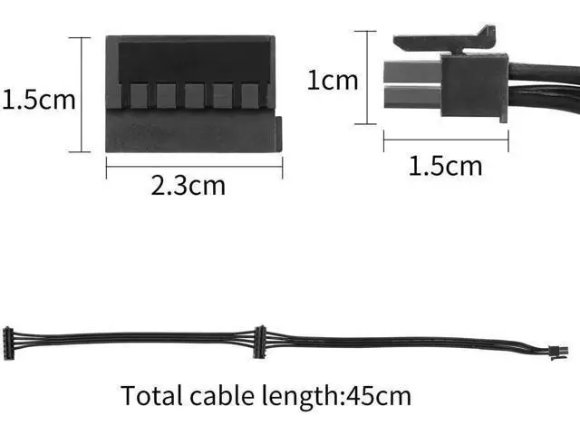 Alt view image 6 of 6 - 2-Pack 45cm ATX Mini 4-Pin to Dual Right-Angle 15Pin SATA Power Splitter Cable
