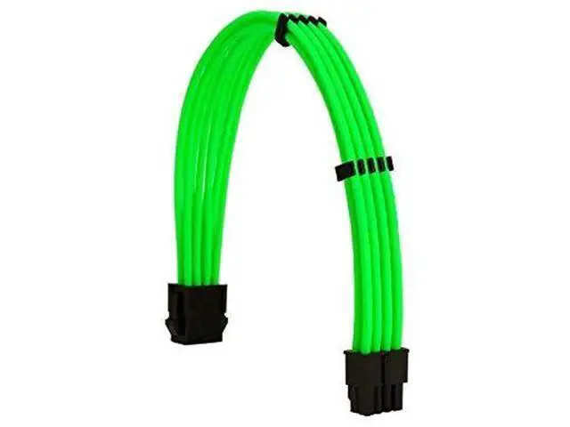 Alt view image 2 of 7 - Green Braided PSU Extension Cable Kit, 18AWG EPS 8Pin + PCIe 8Pin with Cable Combs