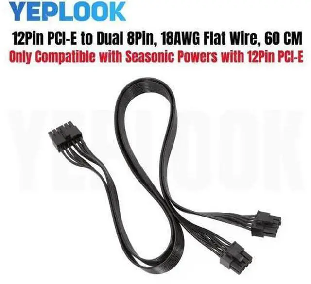 Main image of 12Pin to Dual 8Pin (6+2) PCIe GPU Power Cable, Compatible with Seasonic P/X Series Modular PSU
