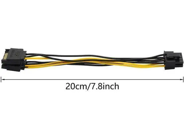Alt view image 3 of 6 - 2 Pack 8 Pin to 15 Pin SATA Power Adapter Cable, PCIe 8Pin to SATA Power Cord for Graphics Card
