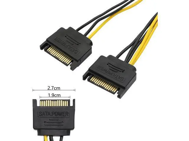 Alt view image 2 of 6 - 2 Pack 8 Pin to 15 Pin SATA Power Adapter Cable, PCIe 8Pin to SATA Power Cord for Graphics Card