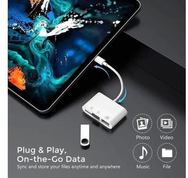 Alt view image 2 of 7 - USB-C to SD/Micro SD Card Reader, USB OTG Adapter Camera Connection Kit, Compatible with iPad Pro, MacBook Pro, Samsung, XPS & More