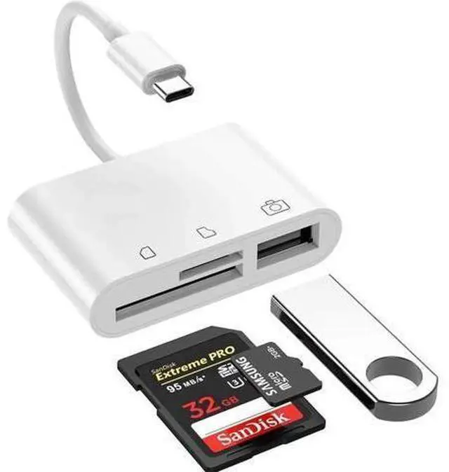 Main image of USB-C to SD/Micro SD Card Reader, USB OTG Adapter Camera Connection Kit, Compatible with iPad Pro, MacBook Pro, Samsung, XPS & More