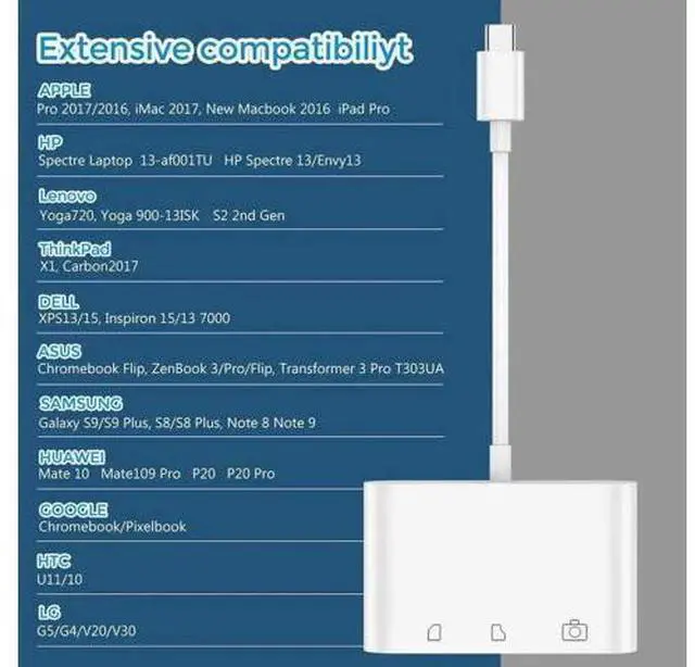 Alt view image 6 of 7 - USB-C to SD/Micro SD Card Reader, USB OTG Adapter Camera Connection Kit, Compatible with iPad Pro, MacBook Pro, Samsung, XPS & More
