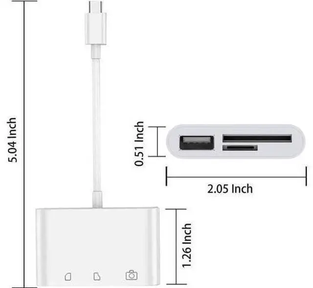 Alt view image 5 of 7 - USB-C to SD/Micro SD Card Reader, USB OTG Adapter Camera Connection Kit, Compatible with iPad Pro, MacBook Pro, Samsung, XPS & More