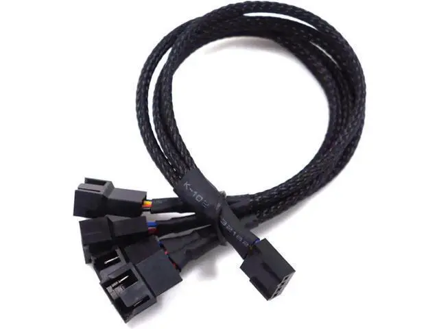 Alt view image 5 of 7 - 2-Pack 10 Inch Sleeved 4-Pin PWM Fan 1-to-4 Y Splitter Cable, Motherboard CPU Fan Header 1 to 4 Port Internal Extension Adapter for Chassis Cooling Fans