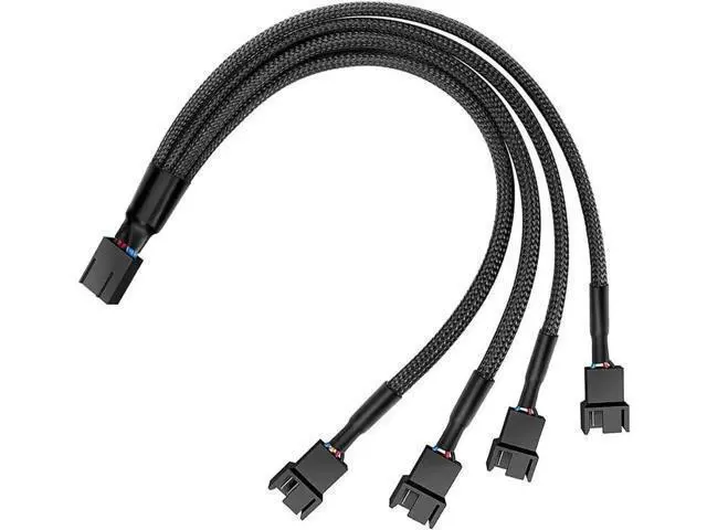 Alt view image 7 of 7 - 2-Pack 10 Inch Sleeved 4-Pin PWM Fan 1-to-4 Y Splitter Cable, Motherboard CPU Fan Header 1 to 4 Port Internal Extension Adapter for Chassis Cooling Fans