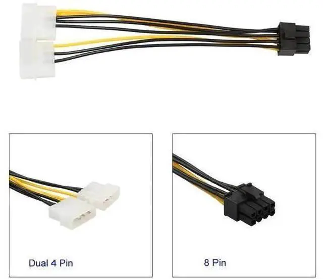 Alt view image 3 of 3 - 18cm PCIe 8(6+2) Pin to Dual 4 Pin GPU Power Adapter Cable for Graphics Card