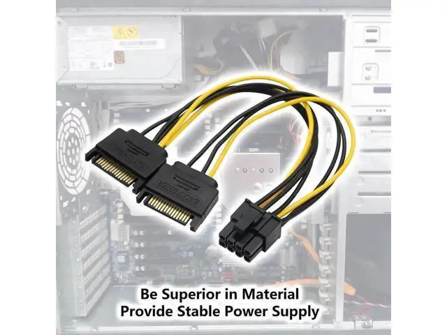Alt view image 6 of 6 - 2 Pack 8 Pin to 15 Pin SATA Power Adapter Cable, PCIe 8Pin to SATA Power Cord for Graphics Card
