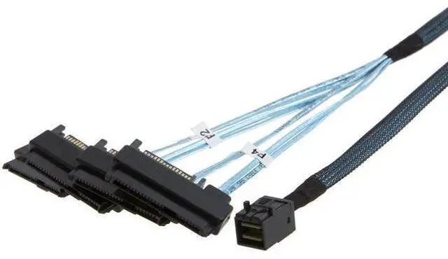 Main image of 0.5M(1.6FT) SFF-8643 to 4×SFF-8482 Internal Mini SAS Cable with SAS 15Pin Power Port