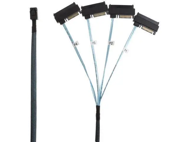 Alt view image 2 of 4 - 0.5M(1.6FT) SFF-8643 to 4×SFF-8482 Internal Mini SAS Cable with SAS 15Pin Power Port