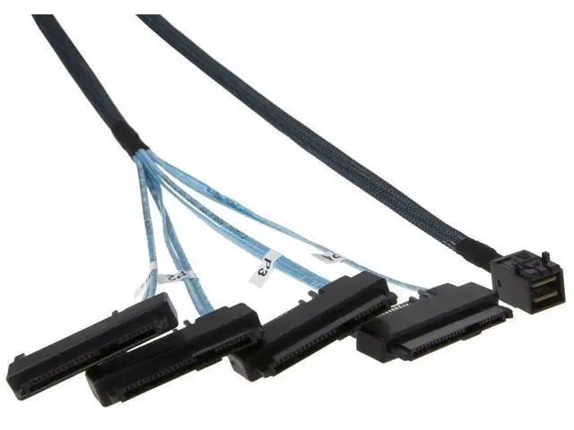Alt view image 4 of 4 - 0.5M(1.6FT) SFF-8643 to 4×SFF-8482 Internal Mini SAS Cable with SAS 15Pin Power Port