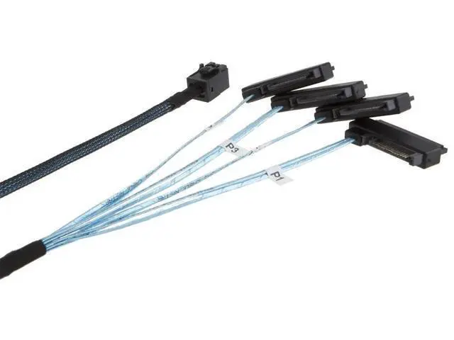 Alt view image 3 of 4 - 0.5M(1.6FT) SFF-8643 to 4×SFF-8482 Internal Mini SAS Cable with SAS 15Pin Power Port