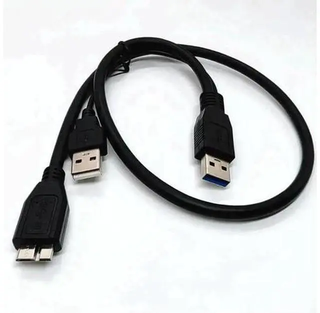 Main image of 0.6m USB 3.0 Type A to Micro B Y Splitter Cable, External Hard Drive Data & Power Charging Cord for Mobile HDD