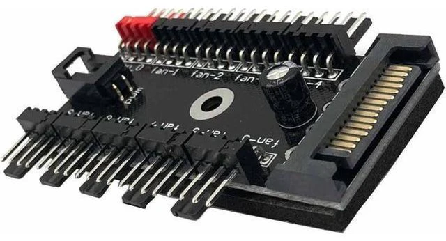 Alt view image 5 of 5 - 1-Pack 10-Way 4Pin PWM Fan Hub, SATA Powered 1 to 10 Fan Splitter with Cable