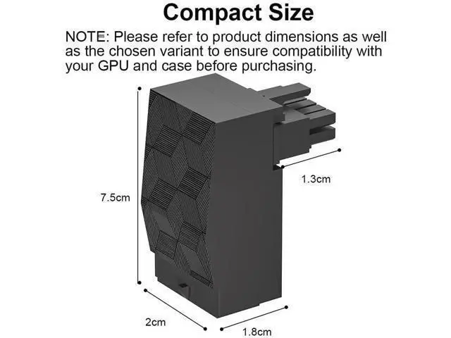Alt view image 4 of 6 - Type A 90° Right Angle 12VHPWR Adapter, PCIe 5.0 16Pin GPU Power Connector, 600W, Compatible with RTX 3090Ti 4070Ti 4080 4090
