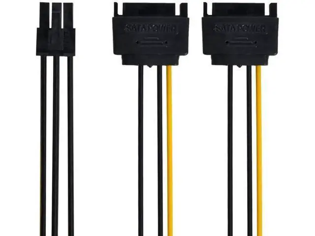 Alt view image 3 of 4 - Dual 15Pin SATA to PCIe 6Pin Power Adapter Cable for Graphics Card