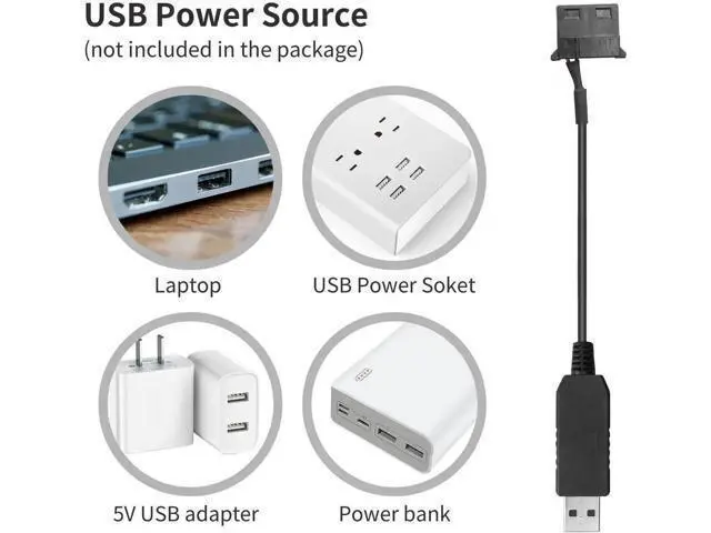 Alt view image 3 of 7 - 2 Pack USB to 12V Molex Fan Step-Up Power Cable, 30cm(11.8 Inch) USB Port to Molex Adapter Cord for PC Cooling Fan Power Supply