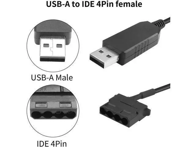 Alt view image 6 of 7 - 2 Pack USB to 12V Molex Fan Step-Up Power Cable, 30cm(11.8 Inch) USB Port to Molex Adapter Cord for PC Cooling Fan Power Supply