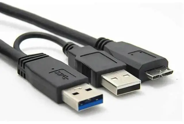 Alt view image 2 of 2 - 0.6m USB 3.0 Type A to Micro B Y Splitter Cable, External Hard Drive Data & Power Charging Cord for Mobile HDD